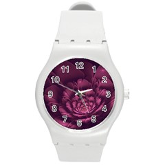 Fractal Blossom Flower Bloom Round Plastic Sport Watch (m) by Celenk