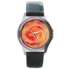 Rose Orange Rose Blossom Bloom Round Metal Watch by Celenk