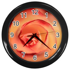 Rose Orange Rose Blossom Bloom Wall Clocks (black) by Celenk