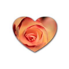 Rose Orange Rose Blossom Bloom Rubber Coaster (heart) 