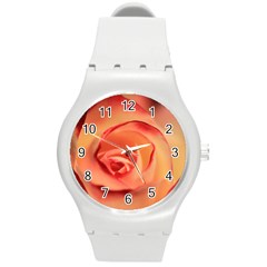 Rose Orange Rose Blossom Bloom Round Plastic Sport Watch (m) by Celenk