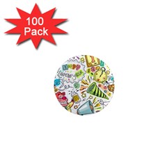 Doodle New Year Party Celebration 1  Mini Magnets (100 Pack)  by Celenk