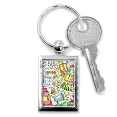 Doodle New Year Party Celebration Key Chains (rectangle)  by Celenk