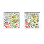 Doodle New Year Party Celebration Cufflinks (Square) Front(Pair)