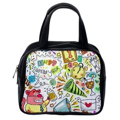 Doodle New Year Party Celebration Classic Handbags (one Side) by Celenk