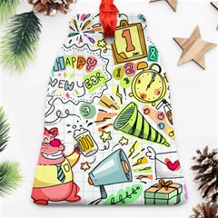 Doodle New Year Party Celebration Bell Ornament (two Sides) by Celenk