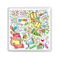 Doodle New Year Party Celebration Memory Card Reader (square)  by Celenk