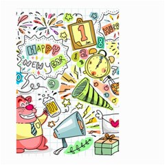 Doodle New Year Party Celebration Small Garden Flag (two Sides) by Celenk