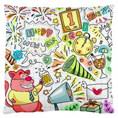 Doodle New Year Party Celebration Large Cushion Case (two Sides) by Celenk