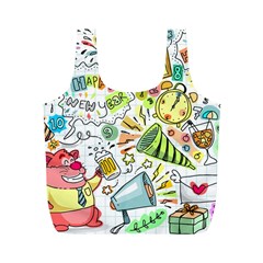 Doodle New Year Party Celebration Full Print Recycle Bags (m)  by Celenk