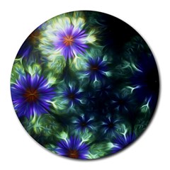 Fractal Painting Blue Floral Round Mousepads by Celenk