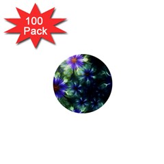 Fractal Painting Blue Floral 1  Mini Buttons (100 Pack)  by Celenk