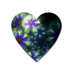 Fractal Painting Blue Floral Heart Magnet by Celenk