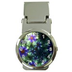 Fractal Painting Blue Floral Money Clip Watches Front