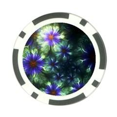 Fractal Painting Blue Floral Poker Chip Card Guard by Celenk