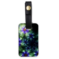 Fractal Painting Blue Floral Luggage Tags (one Side)  by Celenk