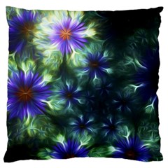 Fractal Painting Blue Floral Large Cushion Case (one Side) by Celenk