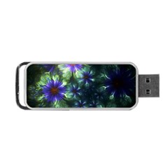 Fractal Painting Blue Floral Portable Usb Flash (one Side) by Celenk