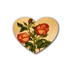 Vintage Flowers Floral Rubber Coaster (heart)  by Celenk