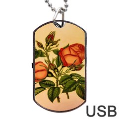 Vintage Flowers Floral Dog Tag Usb Flash (two Sides) by Celenk