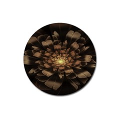 Fractal Flower Floral Bloom Brown Magnet 3  (round) by Celenk