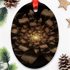 Fractal Flower Floral Bloom Brown Oval Ornament (two Sides) by Celenk