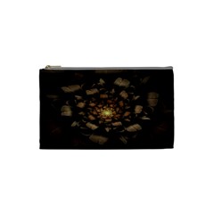 Fractal Flower Floral Bloom Brown Cosmetic Bag (small)  by Celenk