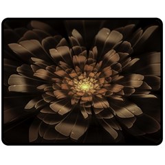 Fractal Flower Floral Bloom Brown Fleece Blanket (medium)  by Celenk