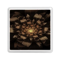 Fractal Flower Floral Bloom Brown Memory Card Reader (square)  by Celenk