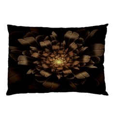 Fractal Flower Floral Bloom Brown Pillow Case (two Sides) by Celenk