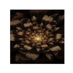 Fractal Flower Floral Bloom Brown Small Satin Scarf (square) by Celenk