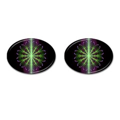 Fractal Purple Lime Pattern Cufflinks (oval) by Celenk