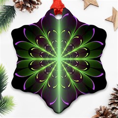 Fractal Purple Lime Pattern Snowflake Ornament (two Sides) by Celenk