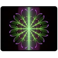 Fractal Purple Lime Pattern Double Sided Fleece Blanket (medium)  by Celenk