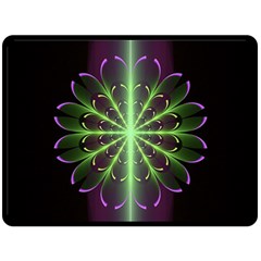 Fractal Purple Lime Pattern Double Sided Fleece Blanket (large) 