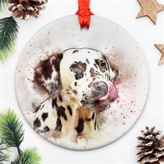 Dog Portrait Pet Art Abstract Ornament (round) by Celenk