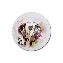 Dog Portrait Pet Art Abstract Rubber Coaster (round)  by Celenk