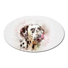 Dog Portrait Pet Art Abstract Oval Magnet by Celenk