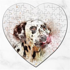 Dog Portrait Pet Art Abstract Jigsaw Puzzle (heart) by Celenk