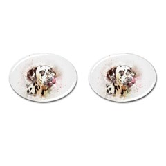 Dog Portrait Pet Art Abstract Cufflinks (oval) by Celenk