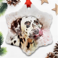 Dog Portrait Pet Art Abstract Snowflake Ornament (two Sides) by Celenk