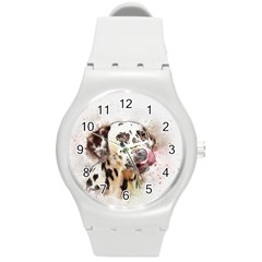 Dog Portrait Pet Art Abstract Round Plastic Sport Watch (m) by Celenk