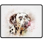 Dog Portrait Pet Art Abstract Double Sided Fleece Blanket (Medium)  58.8 x47.4  Blanket Front