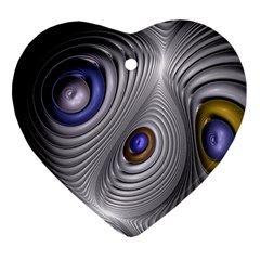 Fractal Silver Warp Pattern Heart Ornament (two Sides) by Celenk