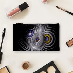 Fractal Silver Warp Pattern Cosmetic Bag (small)  by Celenk