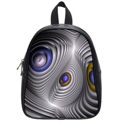 Fractal Silver Warp Pattern School Bag (small) by Celenk