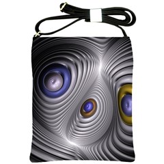 Fractal Silver Warp Pattern Shoulder Sling Bags by Celenk