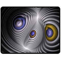 Fractal Silver Warp Pattern Fleece Blanket (medium)  by Celenk