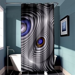 Fractal Silver Warp Pattern Shower Curtain 36  X 72  (stall)  by Celenk