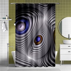 Fractal Silver Warp Pattern Shower Curtain 48  X 72  (small)  by Celenk